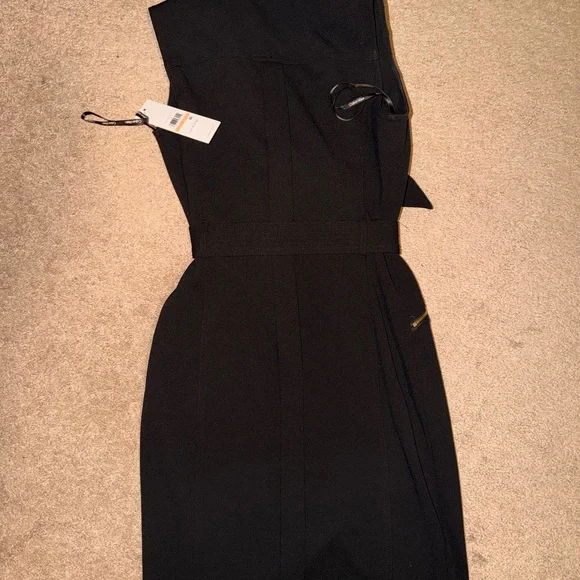 Calvin Klein Black Women's Moto Belted Sleeveless Sheath Dress - Picture 3 of 6
